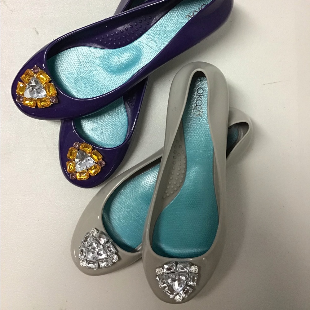 2 pairs Oka b ballet flats diamond purple grey 9